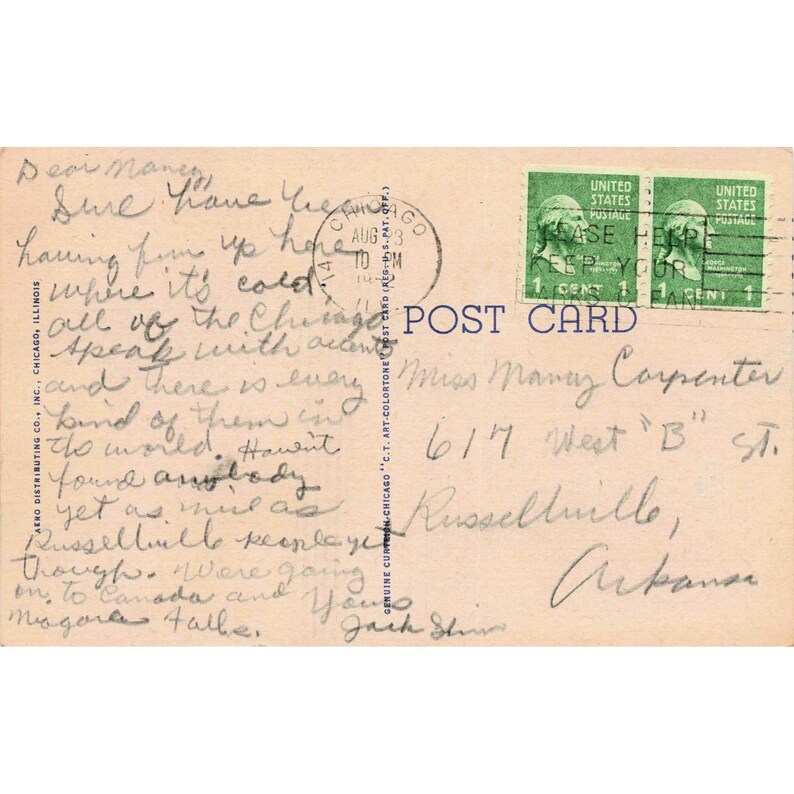 Illinois Greetings Linen Postcard Curt Teich G.1101 Abraham Lincoln 1951 image 2