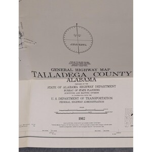 Vintage 1982 Talladega County Alabama General Highway Map 26" x 18" Sylacauga image 2