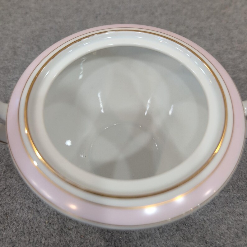 Mikado China Desiree Sugar Bowl with Lid Pink Grey Floral Gold Trim Japan image 3