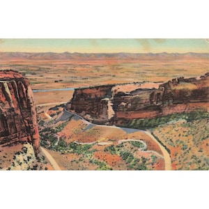 Colorado National Monument Linen Postcard 1944 Fruita Canon Rim Drive Sanborn image 1