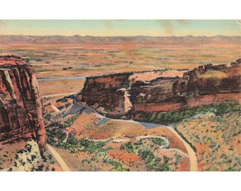Colorado National Monument Linen Postcard 1944 Fruita Canon Rim Drive Sanborn