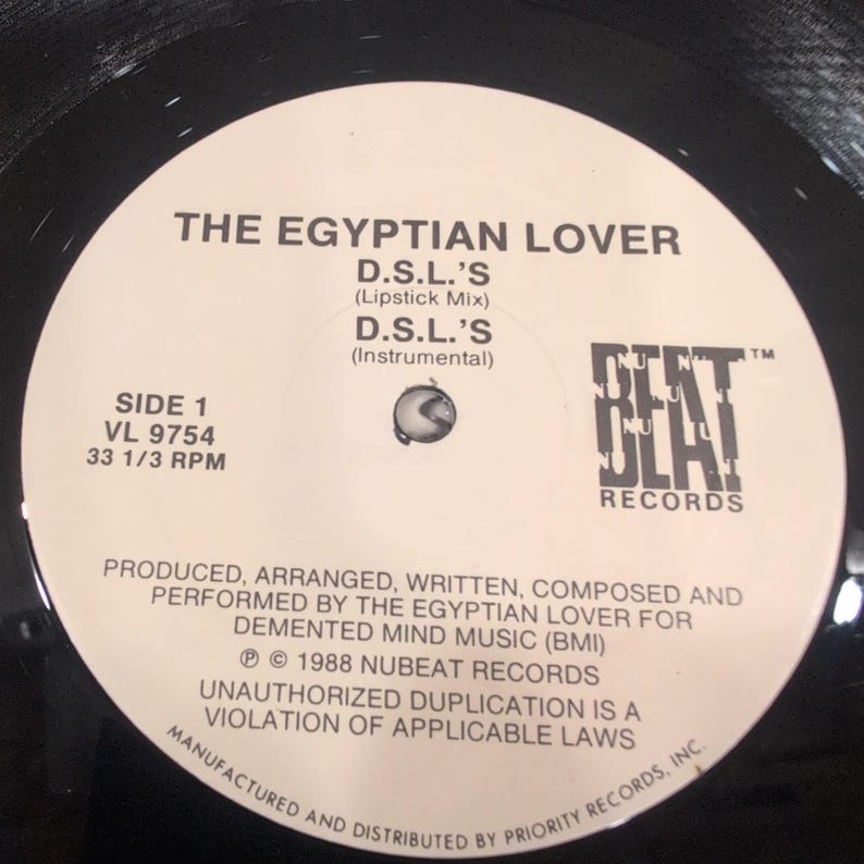 The Egyptian Lover DSL'S I Want Cha 12" Vinyl Single 1988 NuBeat VL 9754 VG image 6