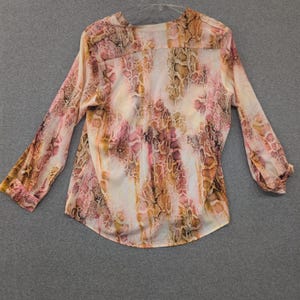 Calvin Klein Womens Snake Print Button Up Shirt Blouse Top XL Pink Orange image 1