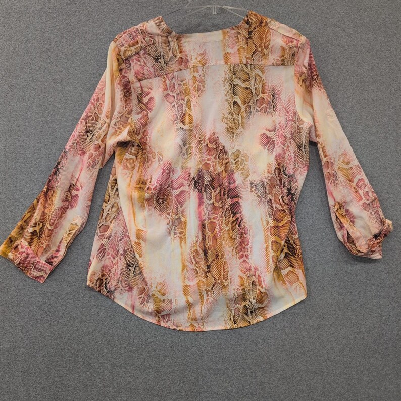 Calvin Klein Womens Snake Print Button Up Shirt Blouse Top XL Pink Orange image 1