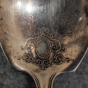 1890-1910's Community Silver Serving Spoon Ornate Filigree Decorative Handle image 3