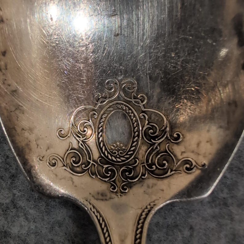 1890-1910's Community Silver Serving Spoon Ornate Filigree Decorative Handle image 3