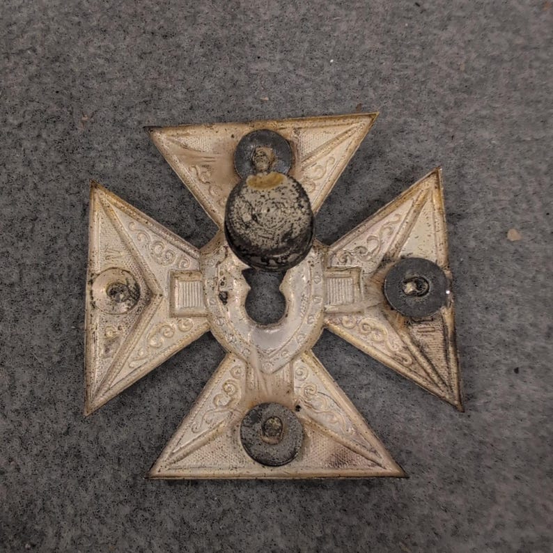 Vintage Tempelritter In hoc signo Vinces Cross Schwert Scheide Emblem silber Bild 3