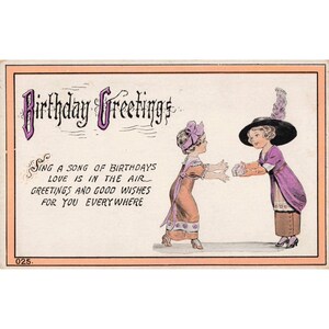 Vtg 1917 Birthday Greetings Postcard Appleton WI Two Girls Divided Back #025 image 1