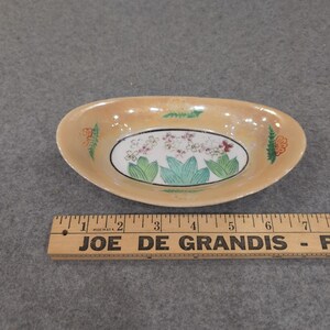 Vintage Made in Japan Lusterware Peach Floral Porcelain Trinket Dish NA308 image 3