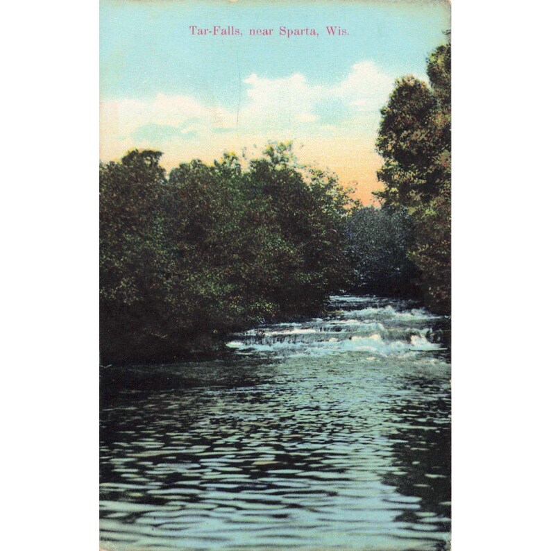 Vintage Postcard Tar Falls Sparta Wisconsin 1908 Postmark Divided Back image 1