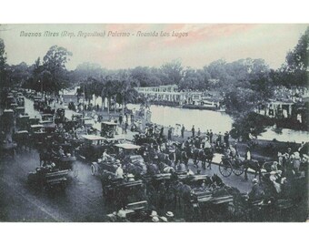 Vintage Buenos Aires Argentina Palermo Avenida Los Lagos Postcard Fotocelere