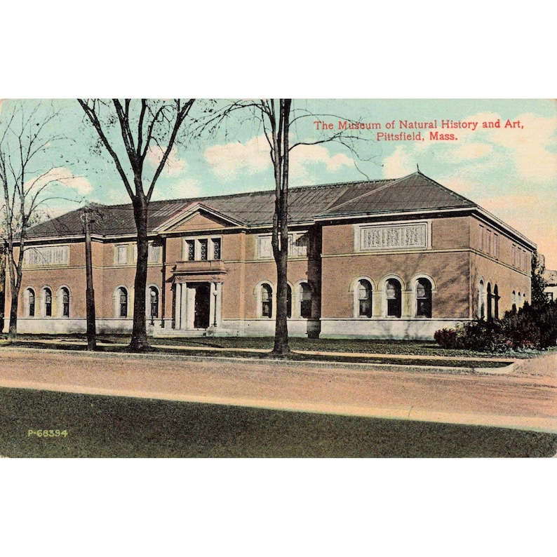 Postal antigua de 1915 del Museo de Historia Natural y Arte de Pittsfield, Massachusetts. imagen 1