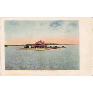 Lake Minnetonka MN Yacht Club House Vtg Pocztówka V.O. Hammon nr 81 Litho zdjęcie 1