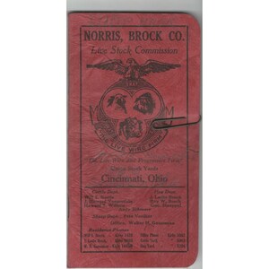Vintage Norris Brock Co Live Stock Commission Cincinnati Ohio Pocket Notebook image 2