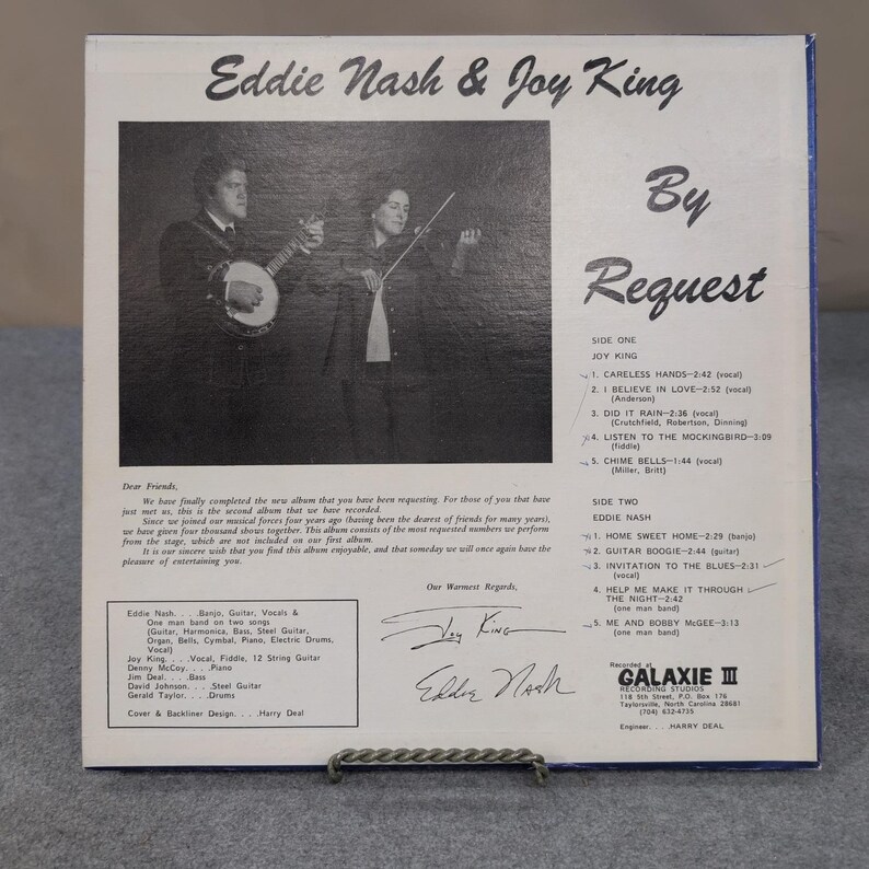 Eddie Nash & Joy King By Request Signed Vinyl LP Galaxie III NR6610-1 Country VG image 4