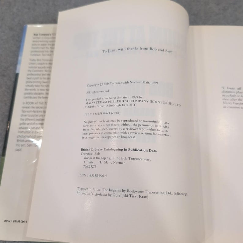 Room at the Top Golf the Torrance Way Bob Torrance Sean Connery 1989 Hardcover image 4
