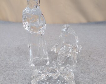 Cristal d'Arques France Lead Crystal 3 Piece Nativity Set Mary Joseph Jesus 1994