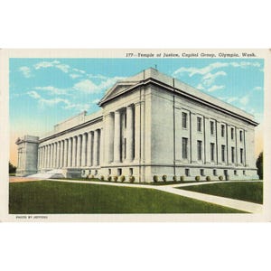 Vtg Linen Postcard Temple of Justice Olympia WA Capitol Group #177 image 1
