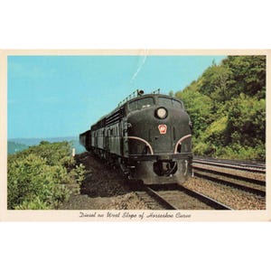 Vintage PRR Diesel Freight Horseshoe Curve Altoona PA Chrome Postcard image 1