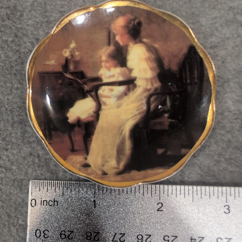 Staffordshire Collection Bone China Trinket Dish England Mother Child 2.75" image 2