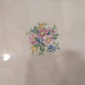 The Harker Pottery Co Vintage Floral Oval Serving Platter Gold Trim Made in USA image 2
