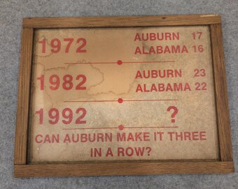 Vintage 1992 Auburn vs Alabama Iron Bowl Rivalry Framed Graphic Memorabilia
