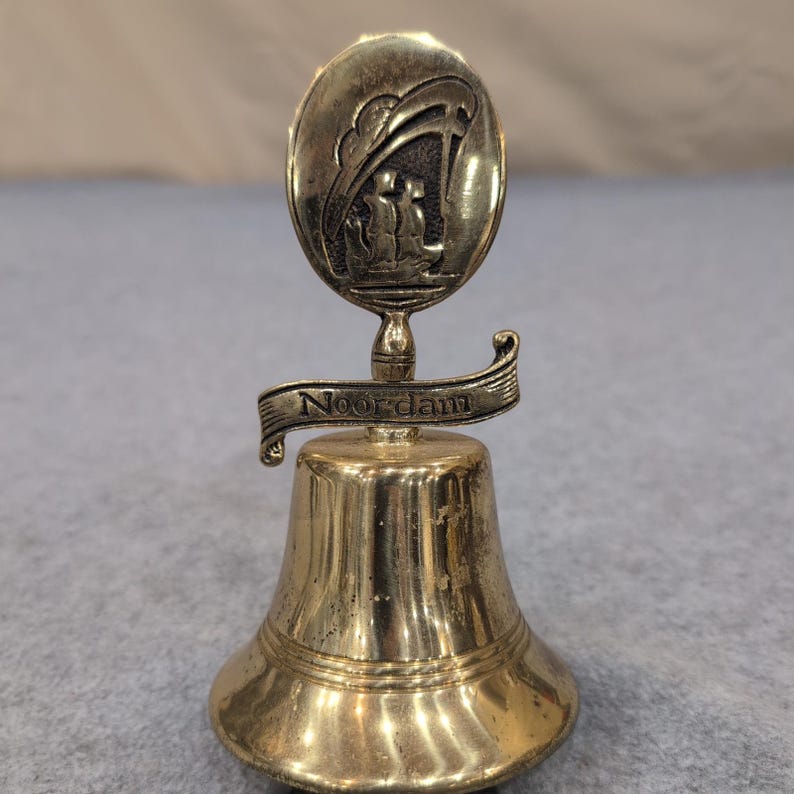 Vintage Brass Holland America Noordam 6" Brass Bell - Cruise Line Ship Nautical image 1