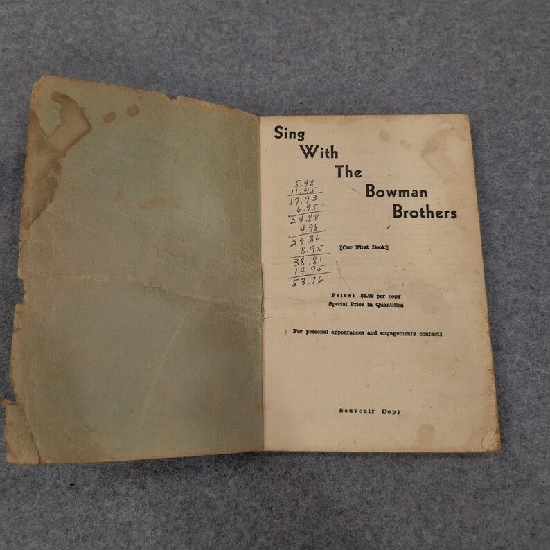 Vtg 1951 Sing With The Bowman Brothers Gospel Songbook Sheet Music Shaped Notes image 3