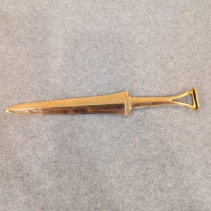 Vintage Gold Tone Metal Dagger Style Letter Opener Minimalist Desk Accessory image 1