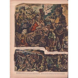 Vintage David Fredenthal War Art Yugoslavia Liberation Magazine Article 1940s image 6