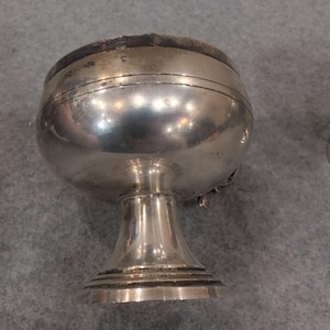 Vintage Silber Ton Sockel Tassen 3er-Set Made in India verzierten Blättern Griff Bild 6