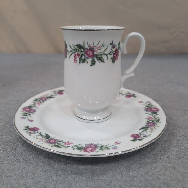 Sheffield Fine China Jubilee JE 81 Demitasse Cup and Saucer Set Floral Japan image 1
