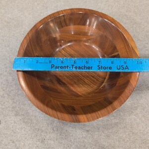 Mid Century Modern Segmented Wood Bowl Round Dark Walnut Finish Catchall image 6