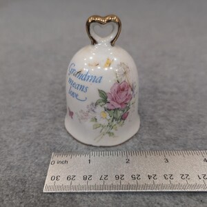 Napcoware Bell Grandma Means Love Floral Heart Handle Japan 1462 image 3