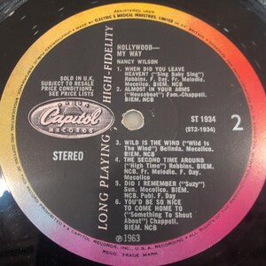 Nancy Wilson Hollywood My Way Vinyl LP 1963 Capitol ST 1934 Stereo Jazz Pop image 6