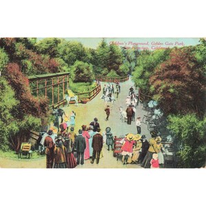 Vintage Childrens Playground Golden Gate Park San Francisco Postcard O Newman Co image 1
