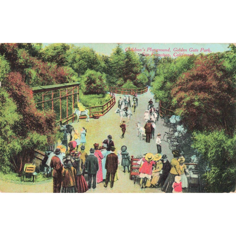 Vintage Childrens Playground Golden Gate Park San Francisco Postcard O Newman Co image 1