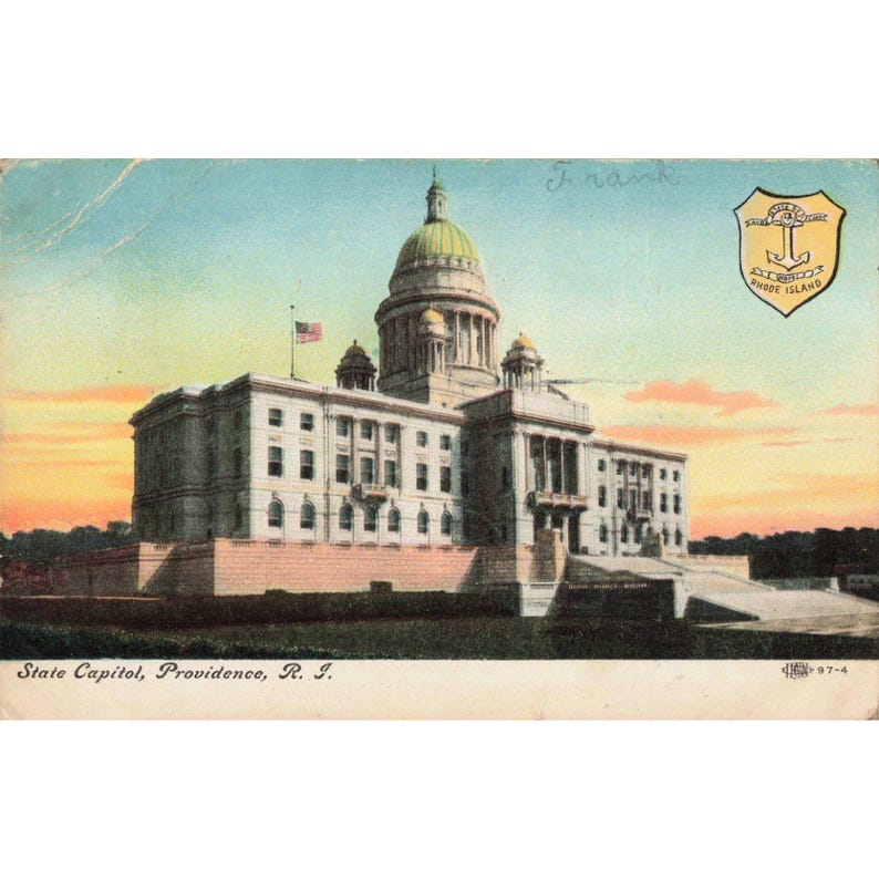 Cartolina vintage del 1909 del Campidoglio di Providence, Rhode Island, con timbro postale VG- immagine 1