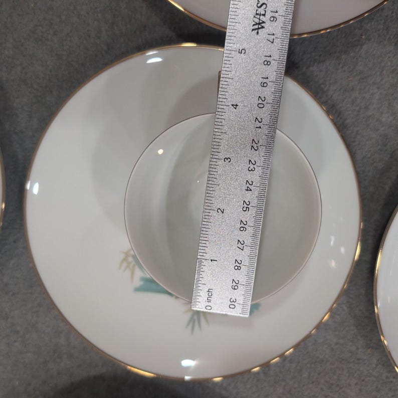 Noritake Oriental 6341 Bamboo China Set 11 Plates 2 Cups Gold Trim Japan Vintage image 7
