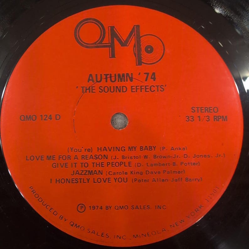 秋74 ザ・サウンドエフェクト ビニールLP QMO 124 33回転 1974年 コンピレーションレコード 画像 2