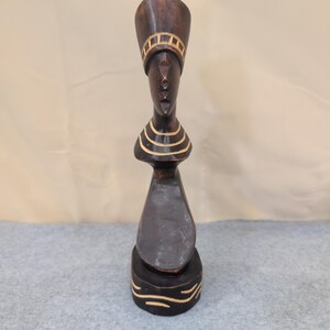 Vintage Hand Carved African Wooden Bust Sculpture Stylized Woman Folk Art image 2