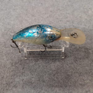 Vintage Bill Norman Fishing Lure Crankbait Blue Silver Scale Pattern image 2