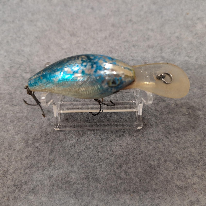 Vintage Bill Norman Fishing Lure Crankbait Blue Silver Scale Pattern image 2