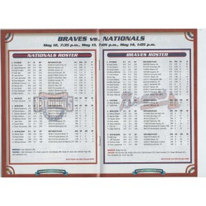 2006 Atlanta Braves vs Washington Nationals Game Program Bobby Cox May 12-14 image 4