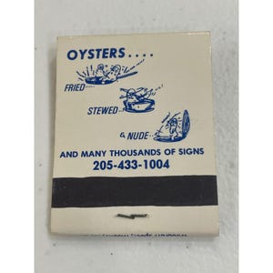 Vintage Wintzell's Oyster House Mobile AL Restaurant Matchbook Souvenir image 1