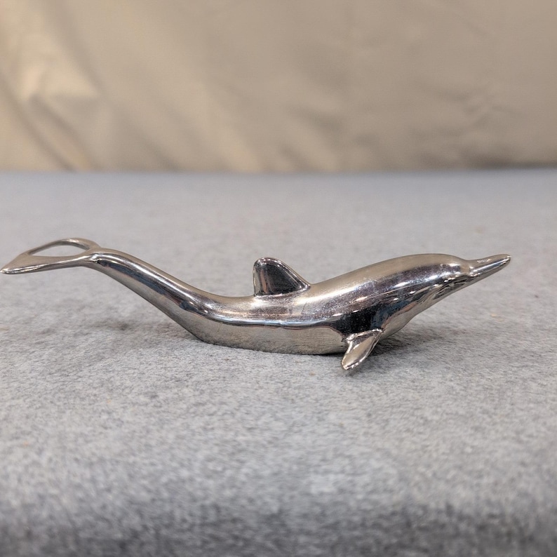 Vintage Silber Delphin Flaschenöffner Metall Nautical Barware Zubehör Bild 1