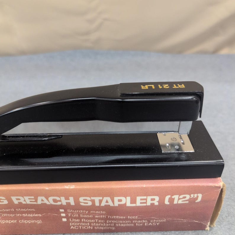 RoseTec RT-21-LR Long Reach Stapler 12 Inch Capacity Black Metal Office Tool image 2
