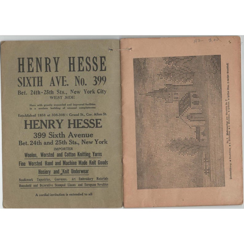 Catálogo de bordados antiguos de Henry Hesse n.º 7, Nueva York, Sexta Avenida. imagen 3