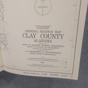 VTG 1973 Clay County Alabama General Highway Map Lineville Ashland Delta Hollins image 2