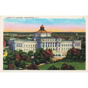 Vintage 1936 Library of Congress Washington DC Linen Postcard #51 immagine 1